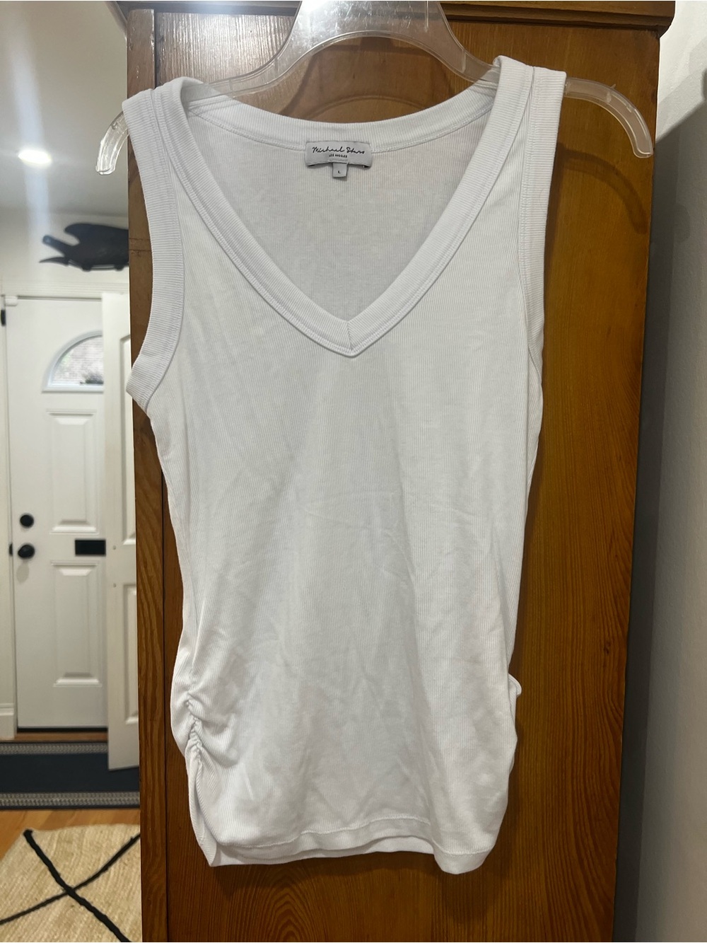 Michael Stars White V-Neck Ribbed Tank